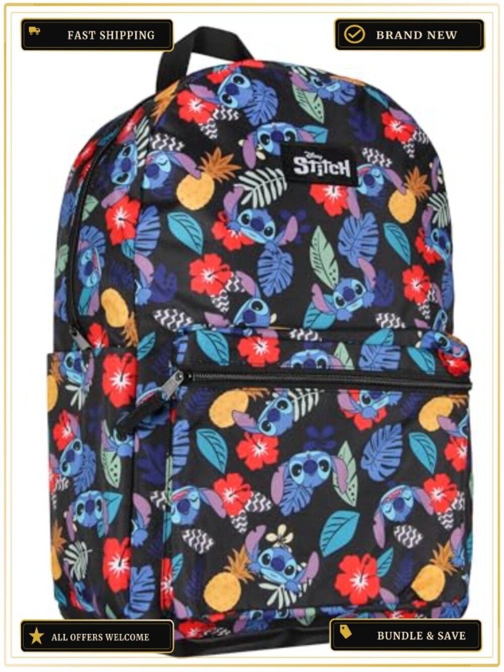 Disney Lilo & Stitch Travel Laptop Backpack Polyester 17 Inch